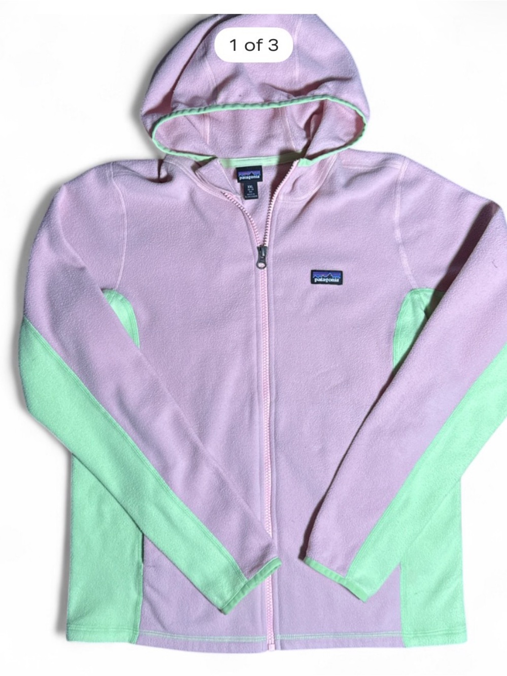 Patagonia Kids Hooded Fleece Jacket - Light Pink & Mint Green